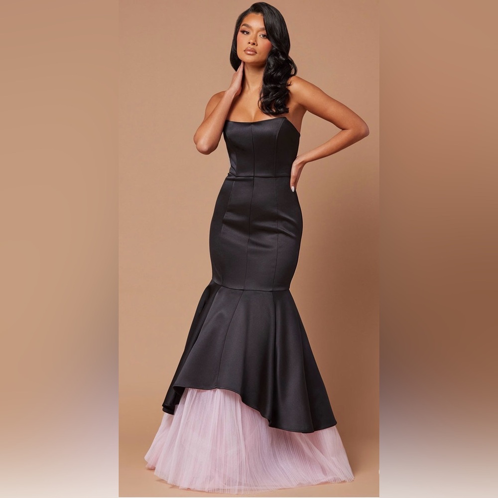 `Fashion Nova Nova Luxe Satin Mermaid Gown Star Of The Evening Black Pink Sz XL